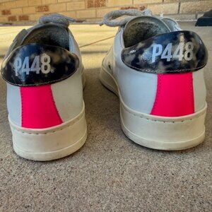 P448 Low Top Leather Sneakers Cream White Platform Lace Up